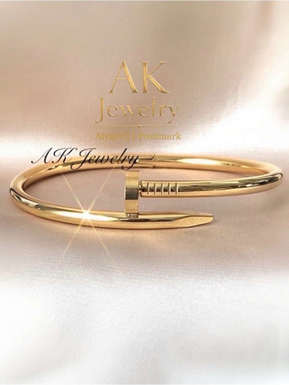 💎LUXURY GOLD NAIL BRACELET High End Style Stackable Bangle Men and Women